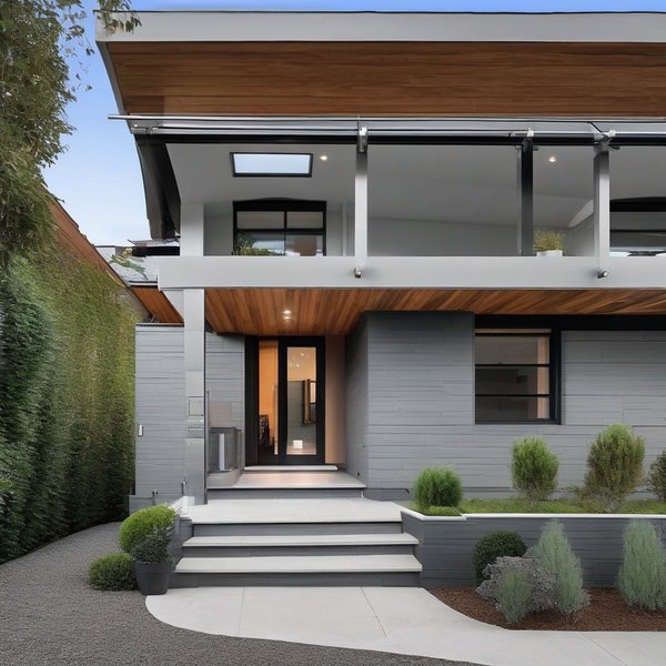 Сучасний фасад зі світло-сірого сланцю